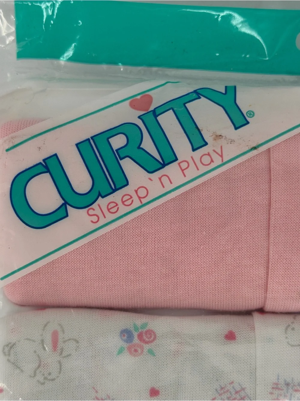 Vintage NOS Curity Sleep n Play Sleepers Pajamas New NIP Baby Infant Large